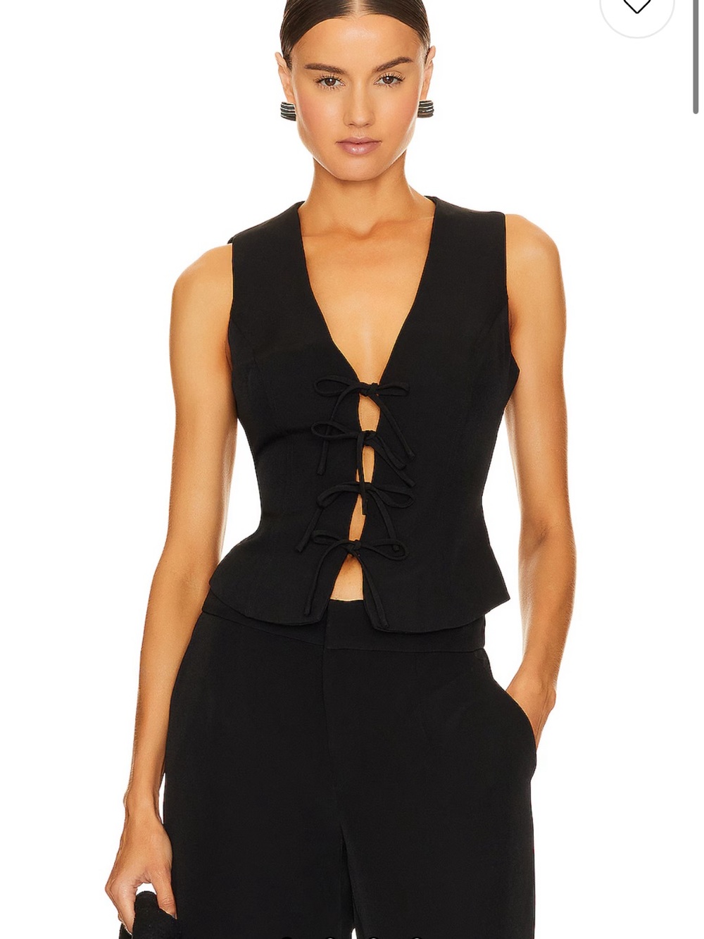 Elliatt Black Tailored Lace-Up Tank Top